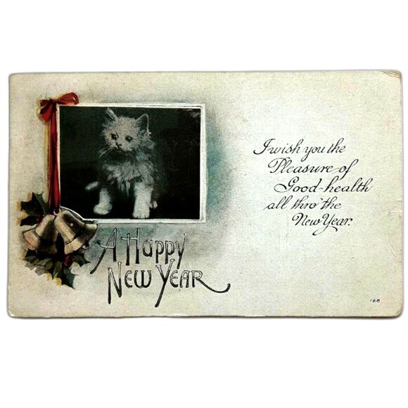 Unbranded Other - New Year Kittens Postcard Posted Series 196 Washington Red 2 Cent Stamp Vtg